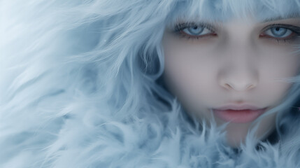 冷たい印象の女性。青い瞳。AI生成画像