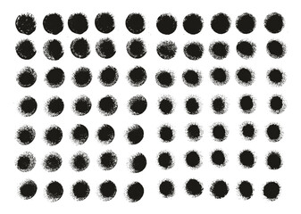 Fototapeta premium Hand Drawn Round Sponge Regular Artist Brush Straight Lines High Detail Abstract Vector Background Set 