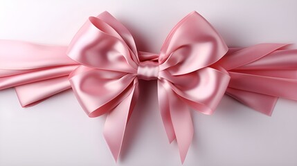 Pink gift bow on a white background: postcard, screensaver, layout, congratulations, holiday, gift, surprise, bright, big