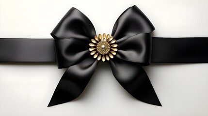 Black gift bow on a white background: postcard, screensaver, layout, congratulations, holiday, gift, surprise, bright, big (Ai)