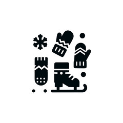 Winter holidays. Skates and gloves icon. Vector - 688058577