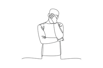 One continuous line drawing of Blue Monday concept. Doodle vector illustration in simple linear style.