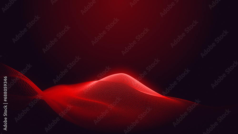 Wall mural Abstract dot red purple gradient wave texture technology background.