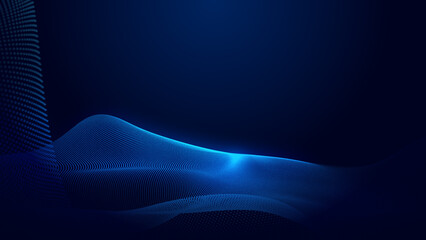 Abstract dot blue wave gradient texture technology background. - obrazy, fototapety, plakaty