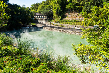 Beautiful view of Thermal Valley in Beitou, Taipei, Taiwan, Located beside Beitou Hot Spring Park.