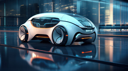 Obraz na płótnie Canvas Futuristic EV Car Technology - Pioneering the Next Generation of Eco Friendly Transportation.