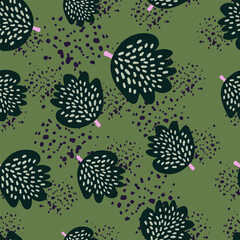 Fresh and trendy seamless design featuring succulents and floral elements.