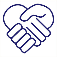 Handshake line vector icon. Partnership and agreement symbol. Outline design.	