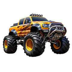 Monster truck on transparent background png, easy to decorate projects.