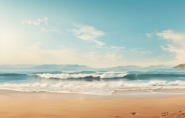 an empty beach with an open ocean in background,