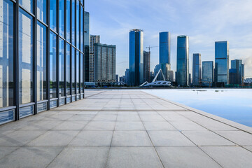 Fototapeta premium Pedestrian walkway and modern building background