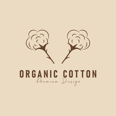 organic cotton logo minimalist icon nature organic product, vector illustration design