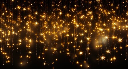 Fototapeta na wymiar background with christmas lights on a black background, dark gold