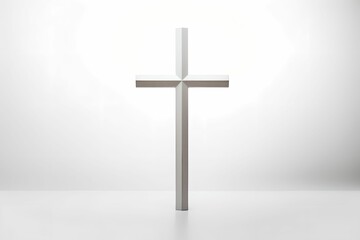 Naklejka premium Soft Focus Cross Tranquility, high-key photograph, white background, contemplation, religious symbol
