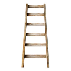 old wooden ladder isolated on transparent background Remove png, Clipping Path, pen tool - obrazy, fototapety, plakaty