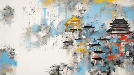 Street graffiti style China-Chic wallpaper