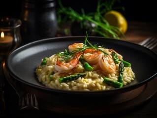 Fototapeta na wymiar Fine Dining Photography: Lemony Risotto in High-End Style with EOS R6