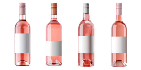 Rosé wine bottle on transparent background or PNG file made with Ai generative technology
