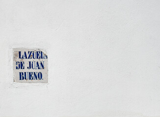 Ceramic tile signboard of one of the streets of Vejer,  Cadiz, Spain, Europe