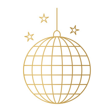 recommend clip art: golden disco ball outline icon- vector illustration