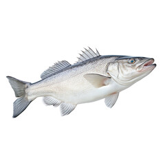 side view of Haddock fish swimming isolated on a white transparent background 