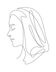 Beautiful women in hijab or head scarf, hand-drawn line art illustration for boutique fashion or business