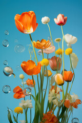 Obraz premium Tulip plant nature bloom spring beauty blossom background red green floral yellow flowers