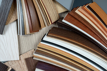Naklejka premium Types of parquet or oak wooden veneer sampler