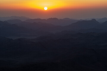 Silhouette of Mountain Range at Sunrise on the Sinai Peninsula Egypt