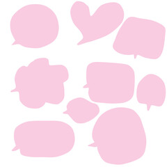 Set of pink hand drawn speech bubbles