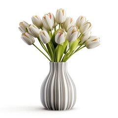 A vase filled with lots of white flowers