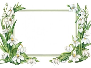 A picture of a frame with snowdrops