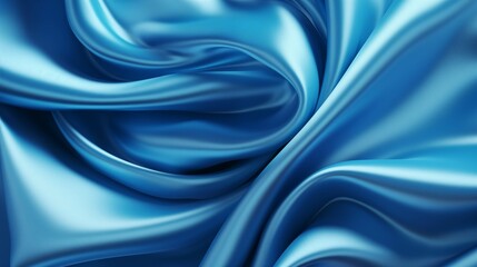Seamless horizontal background with blue shiny fabric texture.
