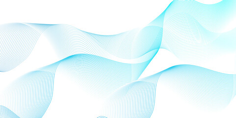 Modern seamless abstract blue wave geometric Technology, data science frequency gradient lines on transparent background. Isolated on white background. blue and white wavy stripes background.