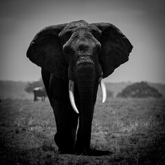 Elefant Serengeti BW