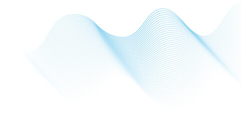 Fototapeta premium Modern seamless abstract blue wave geometric Technology, data science frequency gradient lines on transparent background. Isolated on white background. blue and white wavy stripes background.