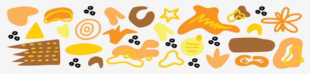 Big set of Hand drawn various colorful shapes and doodle objects. Abstract contemporary modern trendy vector illustration. All elements are isolated