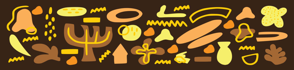 Big set of Hand drawn various colorful shapes and doodle objects. Abstract contemporary modern trendy vector illustration. All elements are isolated