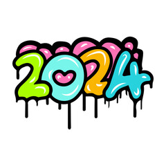 Happy new year 2024 typography