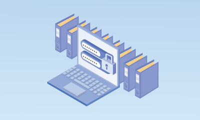 3d minimal laptop security design.on pastel background