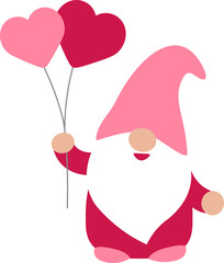 Cute Valentine Gnome flat illustration