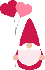 Cute Valentine Gnome flat illustration