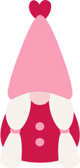 Cute Valentine Gnome flat illustration