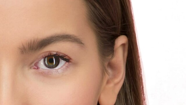 A detail of a woman's eye whose wrinkles disappear