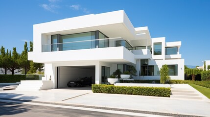House design concept, house concept, villa, elegant house exterior in white.
