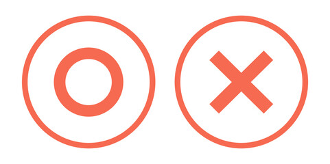 Fototapeta premium 赤色｜丸マークとバツマーク