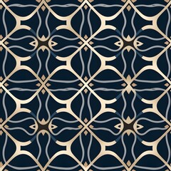 Navy Blue and Gold Islamic Jali Design Intricacy