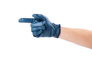 Anti-vibration glove worker's hand indicates direction, tactical gloves, protective gloves on a white background.