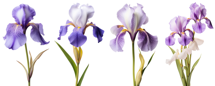 Purple iris, spring flowers, isolated or white background