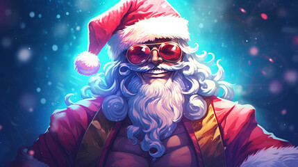 A synthwave anime santa claus in synthwave style